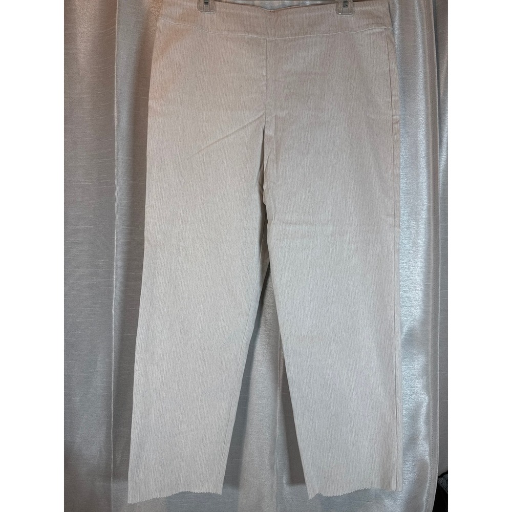Krazy Larry Women's Size 16 Beige Ribbed Straight Leg Casual Pants‎ Made in USA